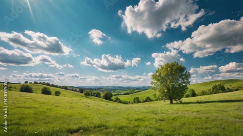 landscape with blue sky and clouds