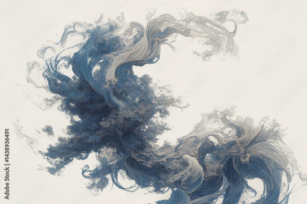 Abstract swirling blue and white forms. Fluid, ethereal design Abstract swirling blue and white forms. Fluid, ethereal design