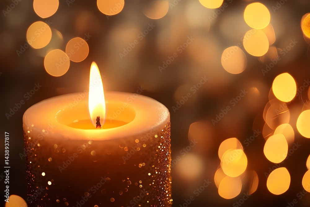 A single candle glows warmly a beacon of hope amidst a soft golden bokeh representing peace and remembrance A single candle glows warmly a beacon of hope amidst a soft golden bokeh representing peace and remembrance