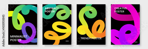 Four abstract posters featuring colorful gradients perfect for modern website backgrounds or eyecatching advertising materials. Ideal for vibrant design projects.