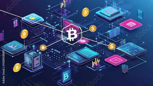 Wallpaper Mural Digital Cryptocurrency Network with Bitcoin Transactions Torontodigital.ca