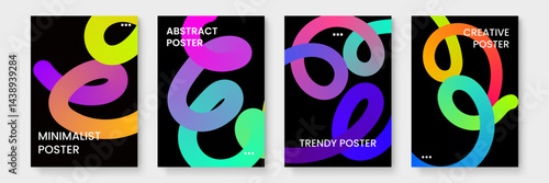 Four colorful abstract posters with vibrant designs ideal for modern wall art, home decor, digital backgrounds, and promotional graphics.