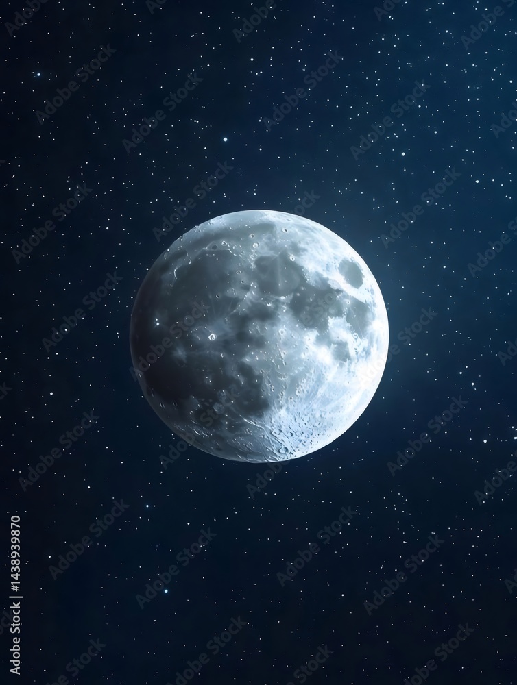 暗い夜空に浮かぶ満月と星々の輝き 幻想的な宇宙空間の美しさ 暗い夜空に浮かぶ満月と星々の輝き 幻想的な宇宙空間の美しさ