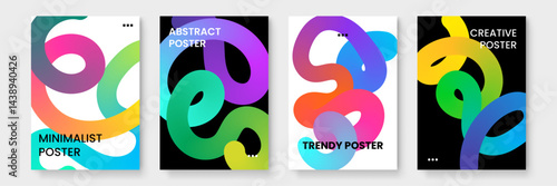 Four colorful abstract posters perfect for brightening up any room with a modern and vibrant aesthetic. Ideal for interior design projects and creative digital presentations.