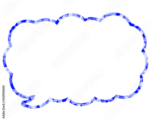 ステンドグラス風吹き出し　三角形模様　細長い雲形