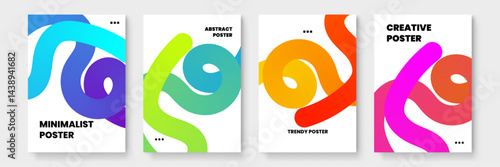 Four colorful abstract posters with different titles suitable for home decor, social media posts, marketing materials, and website backgrounds.