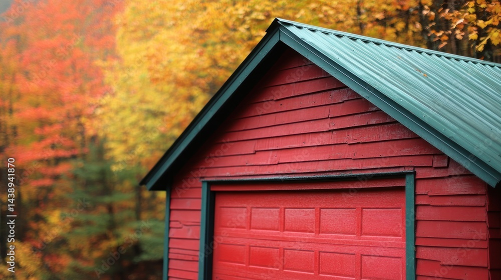 Autumnal Red Shed in Fall Foliage Autumnal Red Shed in Fall Foliage