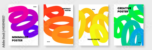 Set of four abstract colorful posters suitable for modern interior decor, graphic design projects, social media posts, or digital presentations.