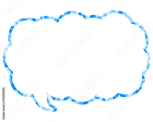 ステンドグラス風吹き出し　三角形模様　細長い雲形