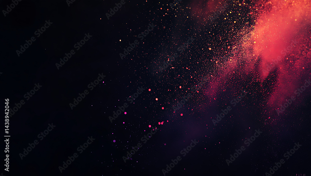 Fototapeta premium Colorful powder explosion on a black background, with colorful paint dust flying in the air.