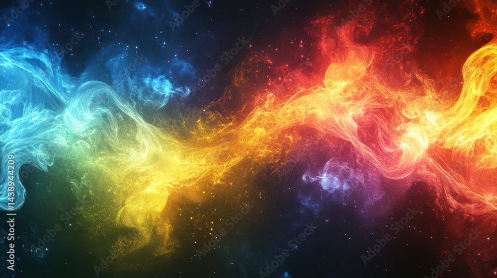 Fototapeta premium Abstract display of vibrant colorful smoke and fire.