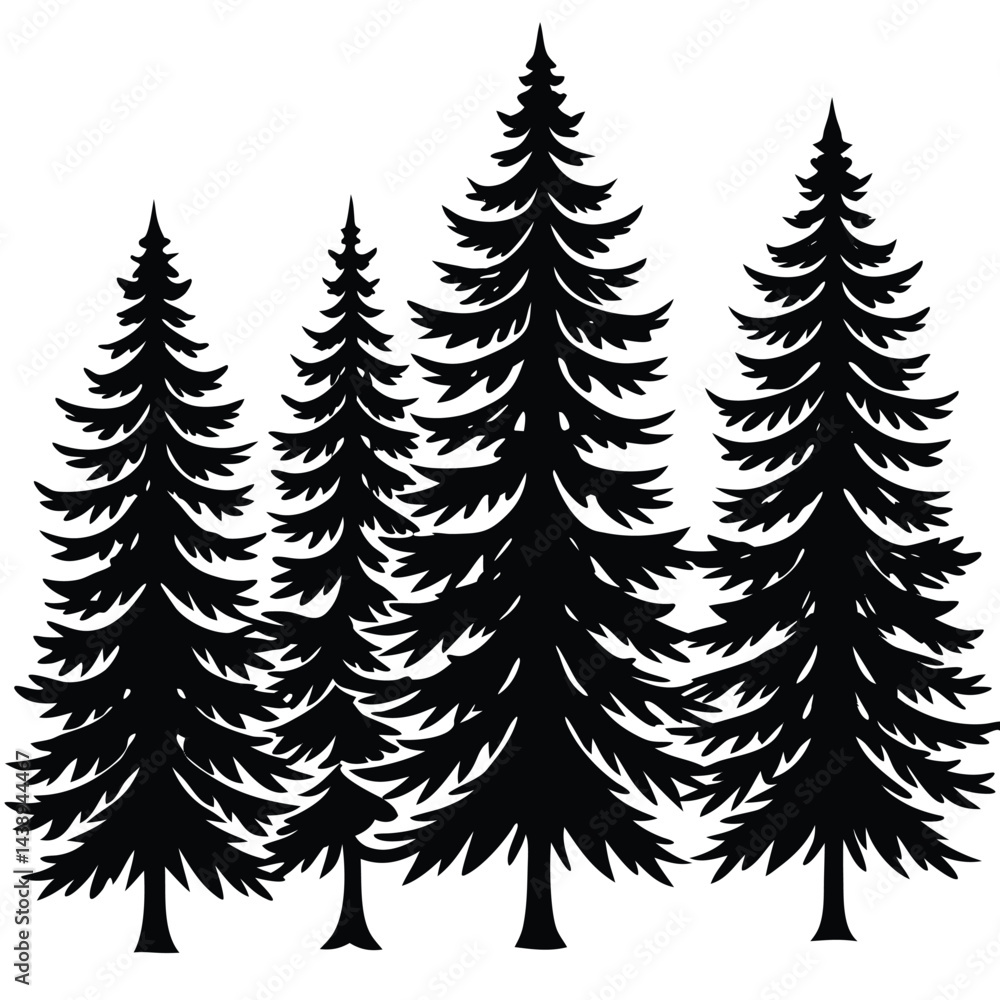 Obraz premium Cedar Trees icon set on white background