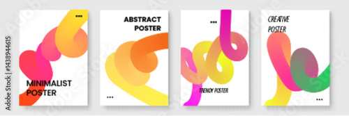 Colorful abstract posters with wavy lines ideal for modern interior decor, graphic design projects, social media posts, or artistic presentations.