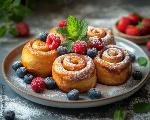 Wallpaper Mural Sweet rolls and berries delicious baked goods Torontodigital.ca