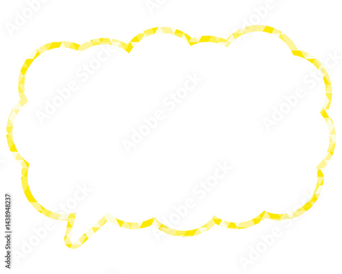 ステンドグラス風吹き出し　三角形模様　細長い雲形