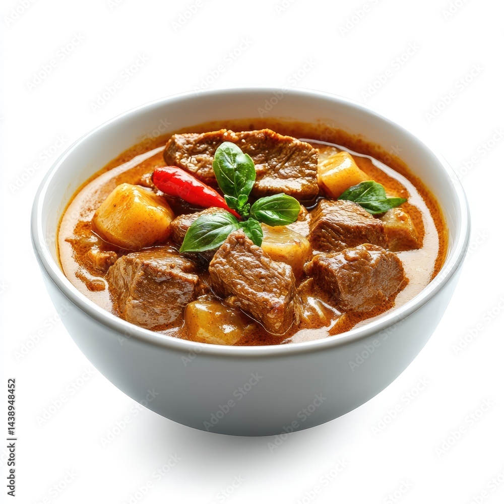 A hot and spicy red beef goulash, a traditional meat and vegetable stew, is served in a bowl as a healthy and flavorful dinner dish A hot and spicy red beef goulash, a traditional meat and vegetable stew, is served in a bowl as a healthy and flavorful dinner dish