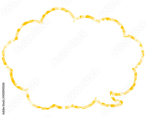 ステンドグラス風吹き出し　三角形模様　丸みのある雲形