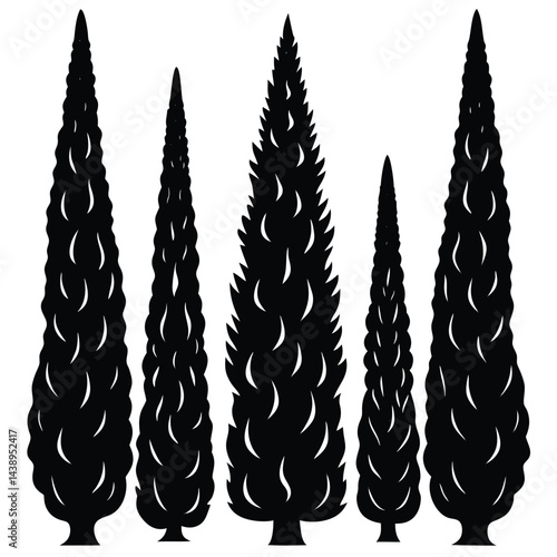 Cypress Trees icon set on white background