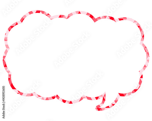 ステンドグラス風吹き出し　三角形模様　細長い雲形