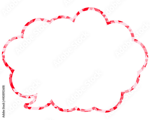 ステンドグラス風吹き出し　三角形模様　丸みのある雲形