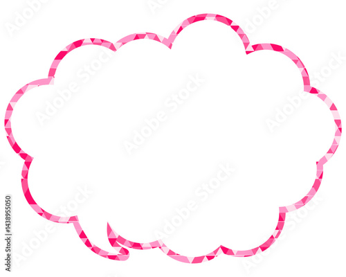 ステンドグラス風吹き出し　三角形模様　丸みのある雲形