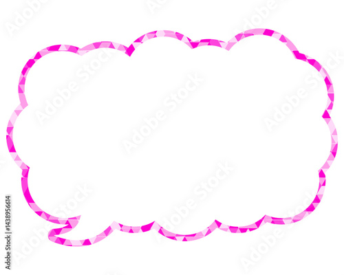 ステンドグラス風吹き出し　三角形模様　細長い雲形