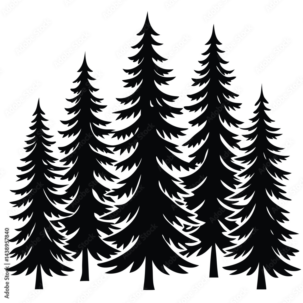 Fir Trees icon set on white background Fir Trees icon set on white background