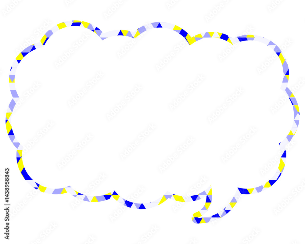 Fototapeta premium ステンドグラス風吹き出し 三角形模様 細長い雲形