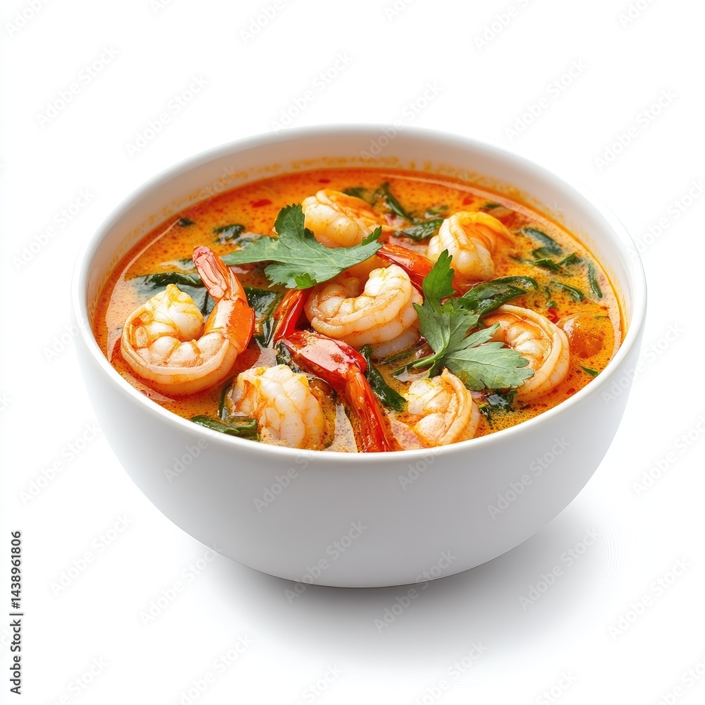 A delicious and spicy Thai cuisine offers a hot bowl of noodle soup with chicken and vegetables for a healthy meal A delicious and spicy Thai cuisine offers a hot bowl of noodle soup with chicken and vegetables for a healthy meal