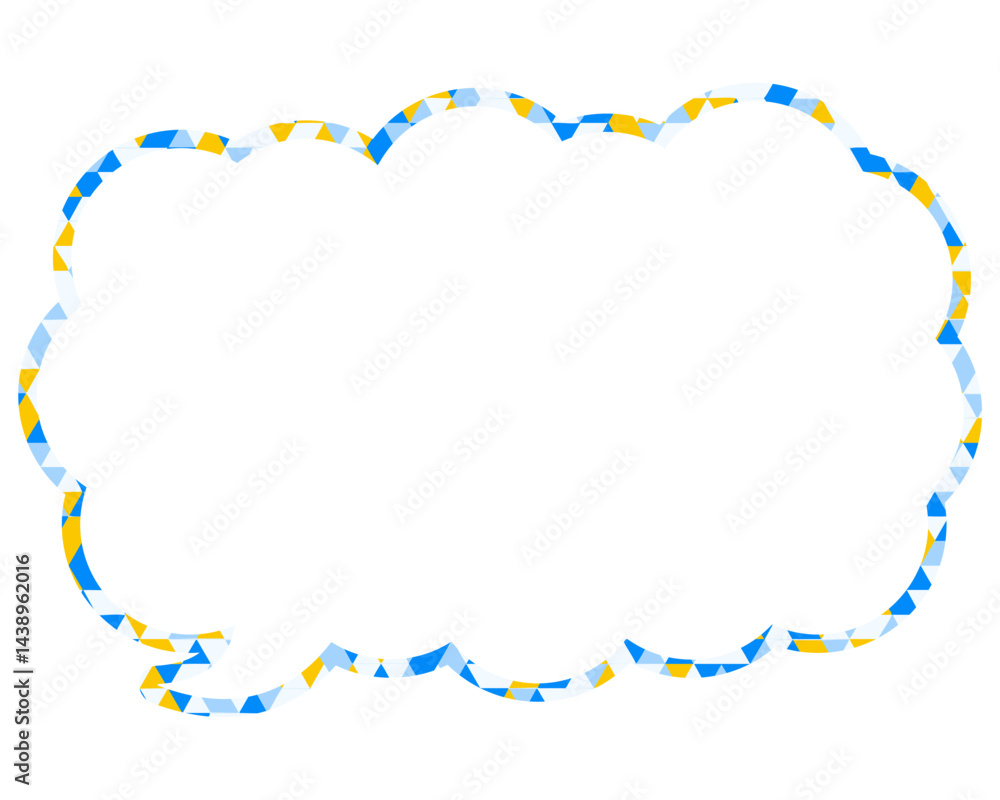 Fototapeta premium ステンドグラス風吹き出し 三角形模様 細長い雲形