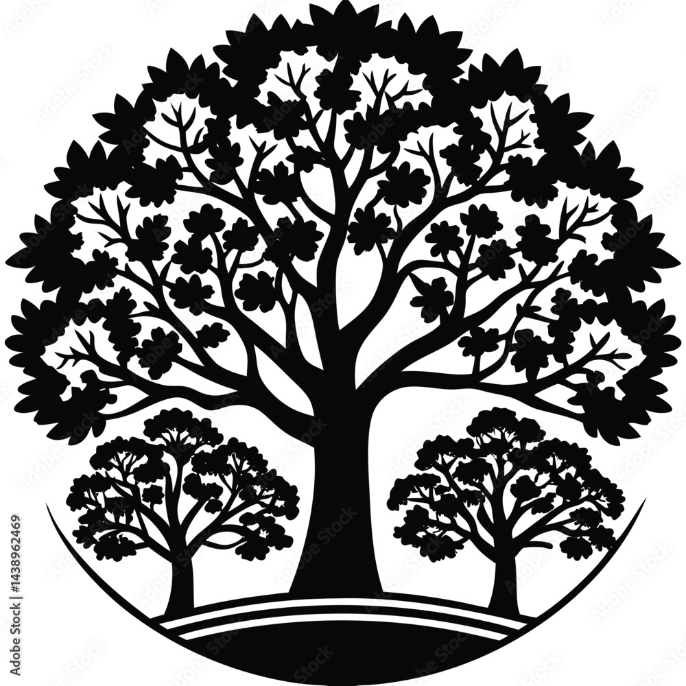 Obraz premium Oak Trees icon set on white background