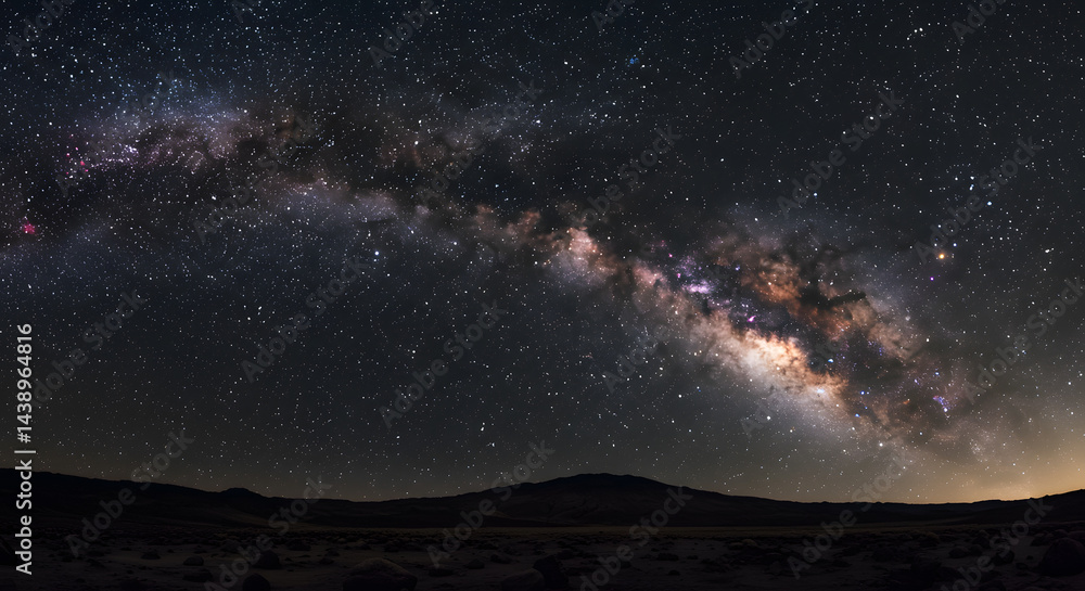 Fototapeta premium Captivating Milky Way Galaxy Over Dark Landscape Under Starry Night Sky