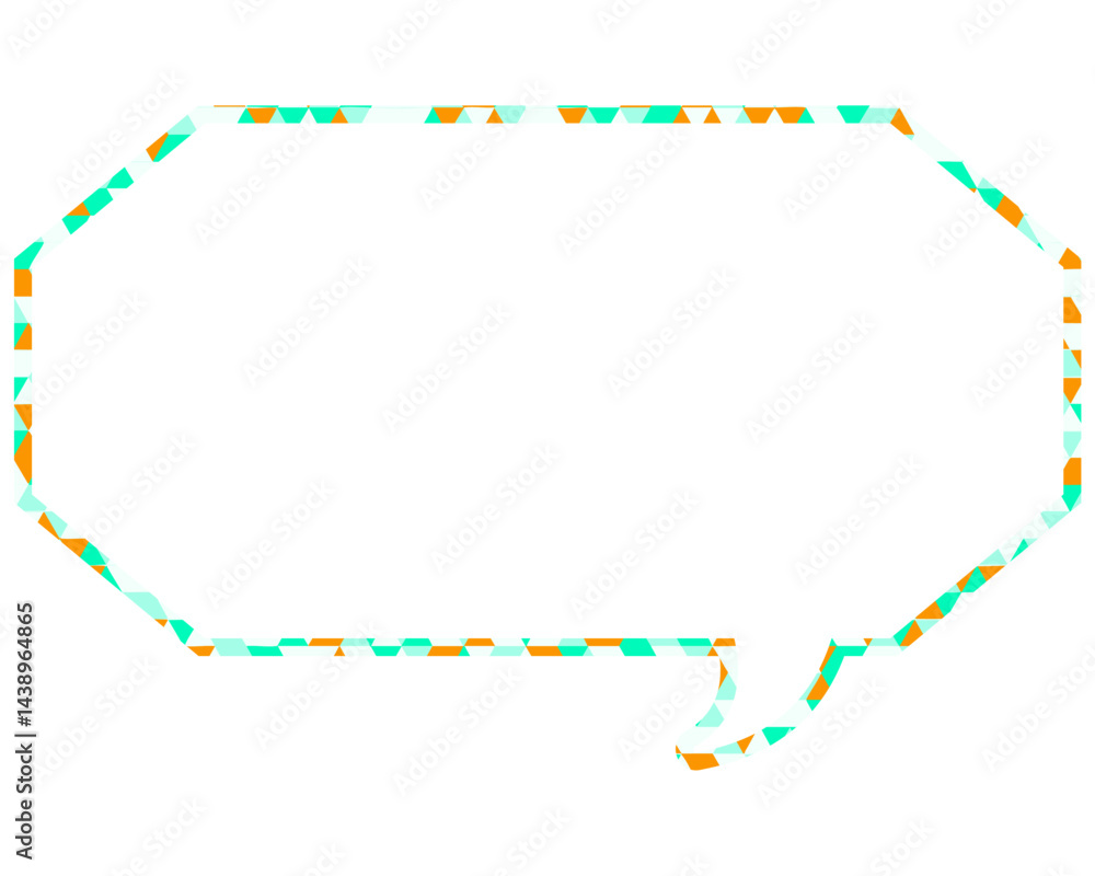 Fototapeta premium ステンドグラス風吹き出し 三角形模様 細長い八角形