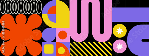 Abstract geometric design with shapes creating a modern artistic composition. Ideal for backgrounds, patterns, branding, prints, and digital art projects.