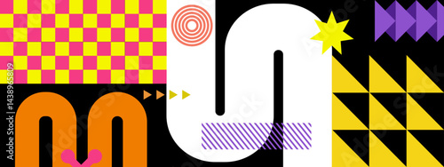 Colorful geometric abstract artwork ideal for modern designs, backgrounds, branding, and print materials needing vibrant and eyecatching visuals.