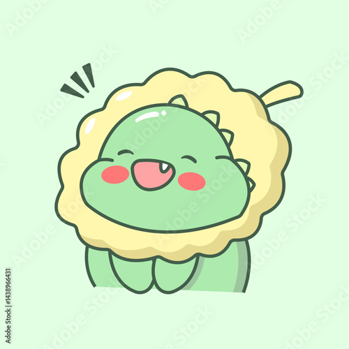 Vector cartoon illustration of dino dinosaur dragon sticker set Concept Isolated Flat