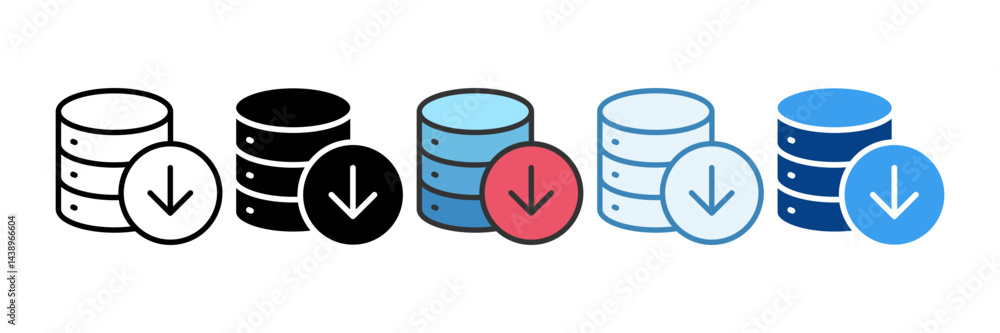 Database Download Icon Set Multiple Style Collection Database Download Icon Set Multiple Style Collection