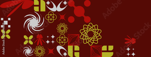 Red, yellow, and white abstract design suitable for backgrounds, branding, packaging, and graphic design projects. Colorful and contemporary.