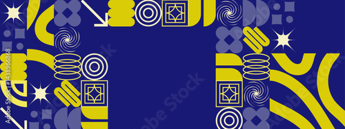 Abstract design with yellow and blue shapes, ideal for backgrounds, branding, and contemporary design projects needing a vibrant touch.