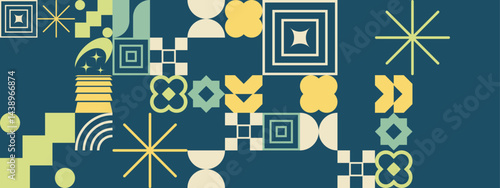 Abstract geometric pattern with shapes suitable for backgrounds, digital designs, textiles, wallpaper, and modern artistic projects. Ideal for contemporary visuals.