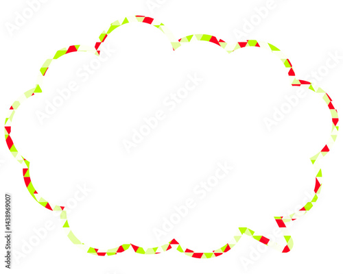 ステンドグラス風吹き出し　三角形模様　丸みのある雲形