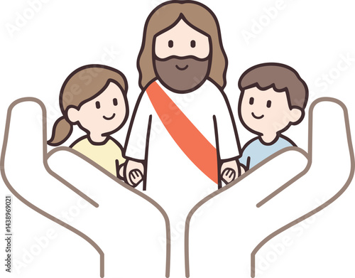 예수님과 어린이의 사랑, 교회 일러스트