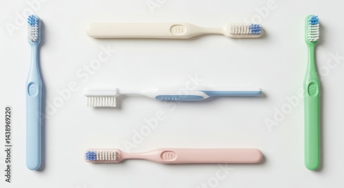 Wallpaper Mural Colorful Toothbrushes Arranged On A White Background Pastel Colors Minimalist Torontodigital.ca