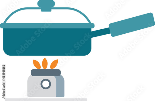 Cooking Pan on Stove Illustration / 가스레인지 프라이팬 일러스트