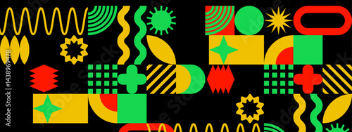 Colorful abstract pattern with geometric shapes. Suitable for backgrounds, textiles, packaging, digital designs, and modern art projects.