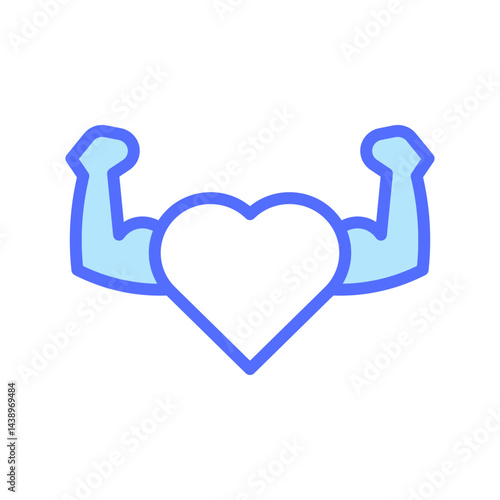Strong Heart Icon Representing Mental Health and Wellness with Emphasis on Strength and Self-Care for Emotional Well-Being and Empowerment