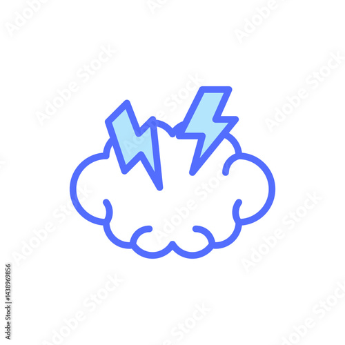 Conceptual Icon of Mental Health Representing Stress and Anxiety with a Cloud Surrounded by Lightning Bolts Symbolizing Emotional Turbulence and Inner Conflict