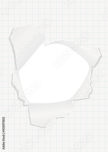 穴の空いた方眼用紙の背景フレーム、グリッド、ノート