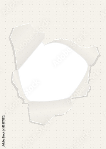 穴の空いた方眼用紙の背景フレーム、ドットのグリッド、ノート