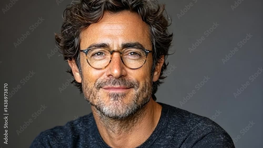 Close-up portrait of a man with glasses and a beard Close-up portrait of a man with glasses and a beard